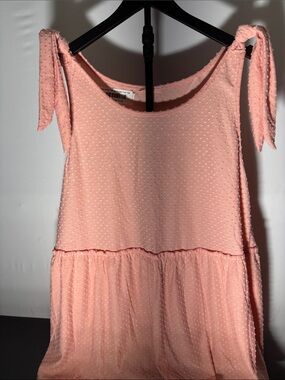 Women’s Pink Tie-Shoulder Swiss Dot Tank Top
